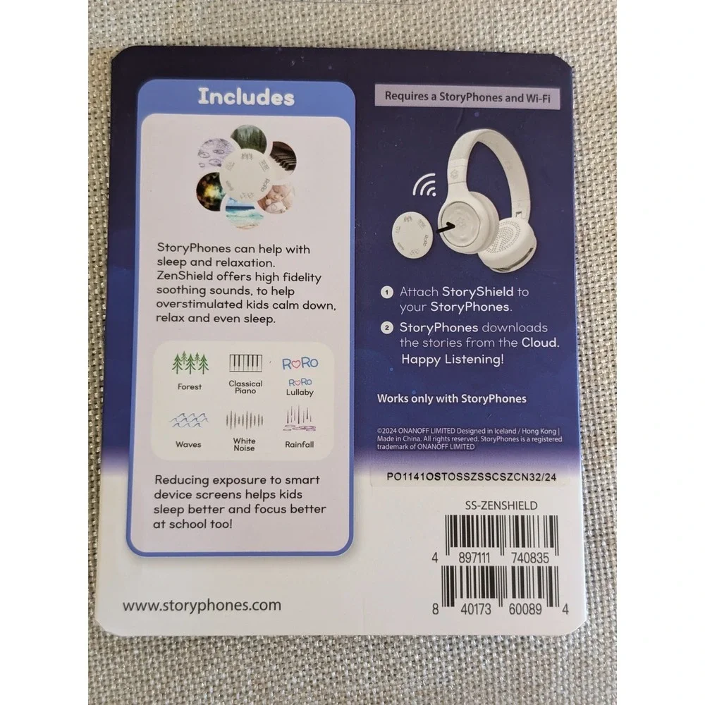 StoryPhones‎ ZenShield StoryShield Kids OS White NWT 6 Travel Relax Tracks White